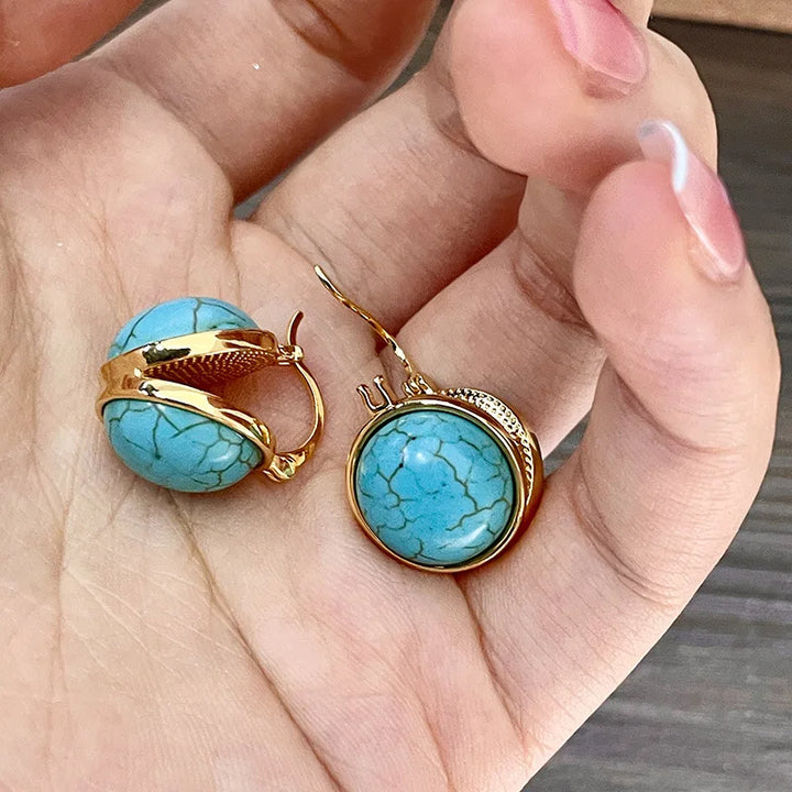 Vintage Geometric Turquoise Earrings