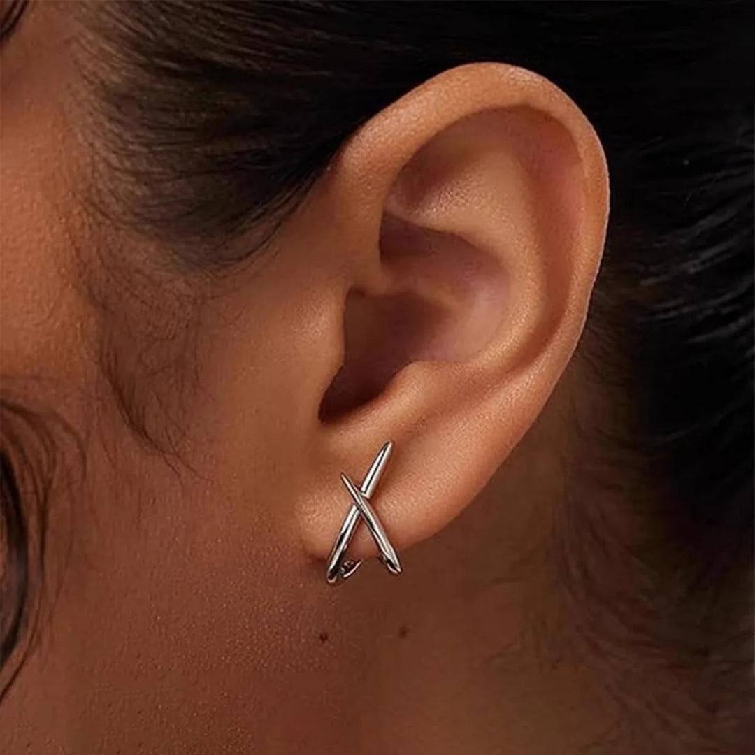 Gold Cross Stud Earrings