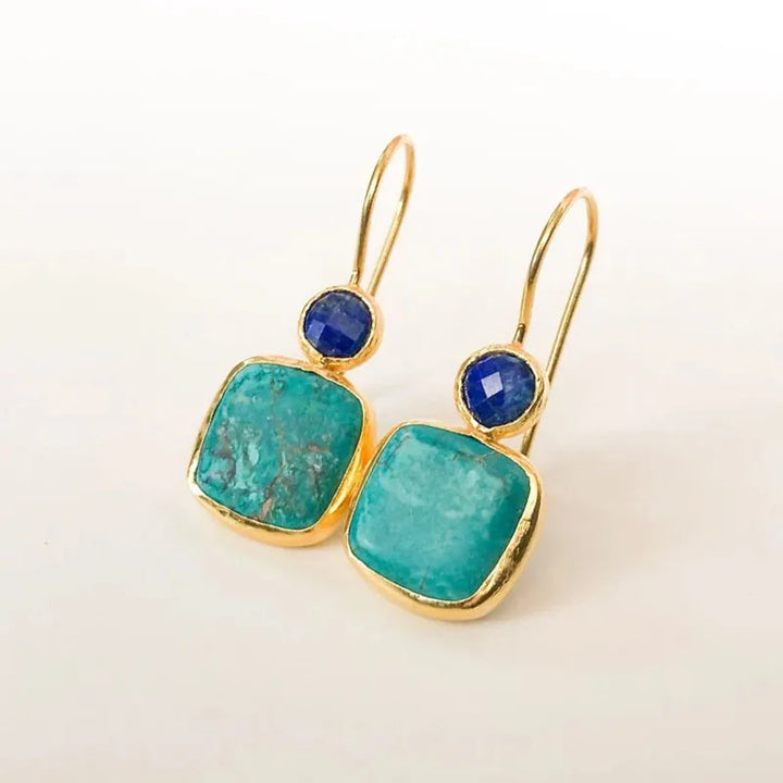 Square Turquoise Inlaid Earrings