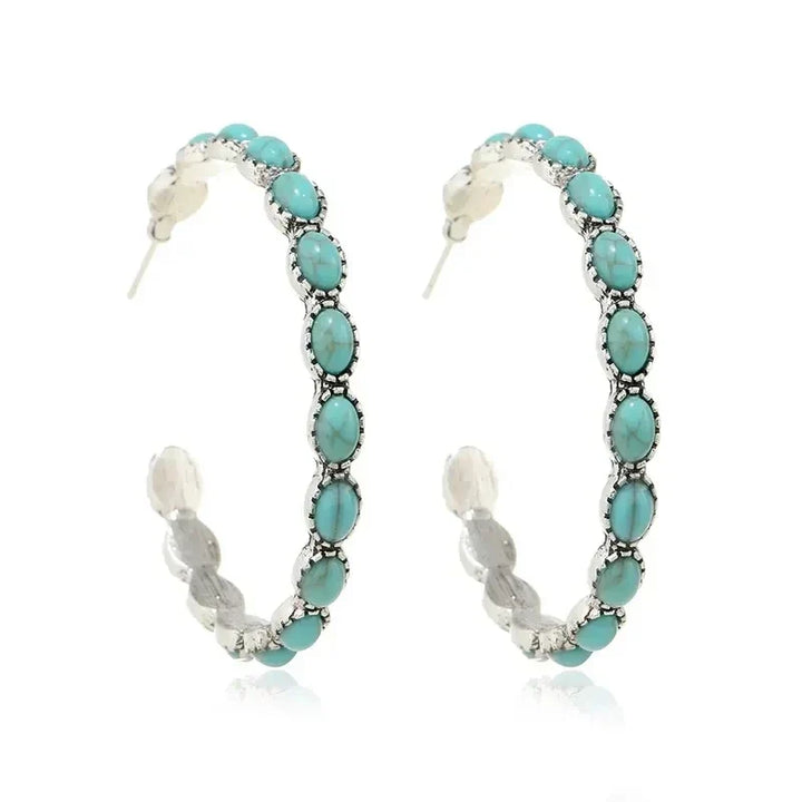 Vintage Bohemian Circle Earrings Turquoise