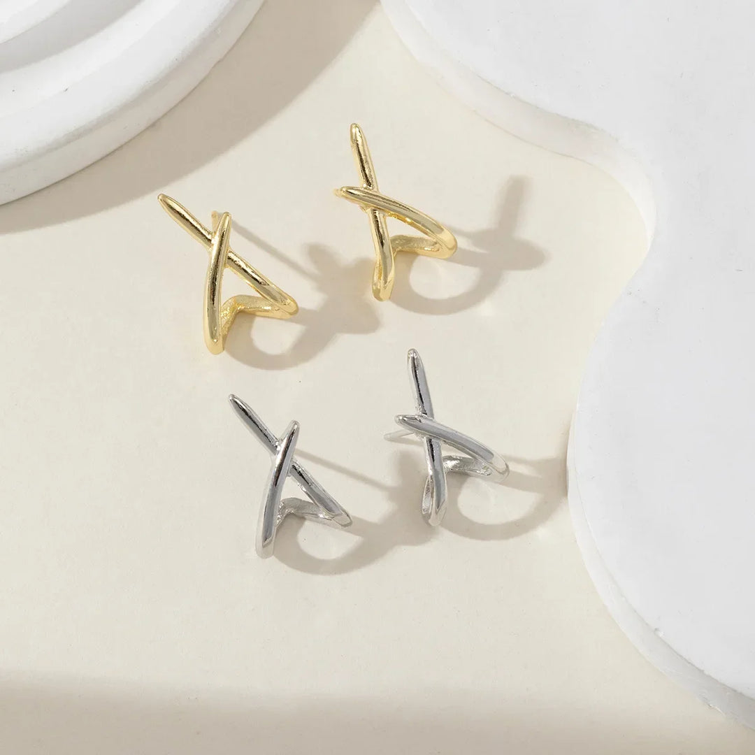 Gold Cross Stud Earrings