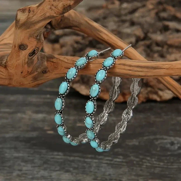 Vintage Bohemian Circle Earrings Turquoise