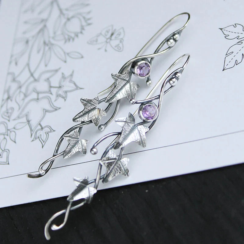 Elf Earrings with Vintage Leaf Design