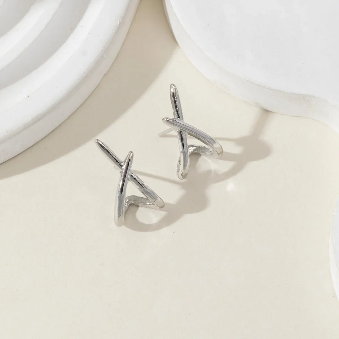 Gold Cross Stud Earrings
