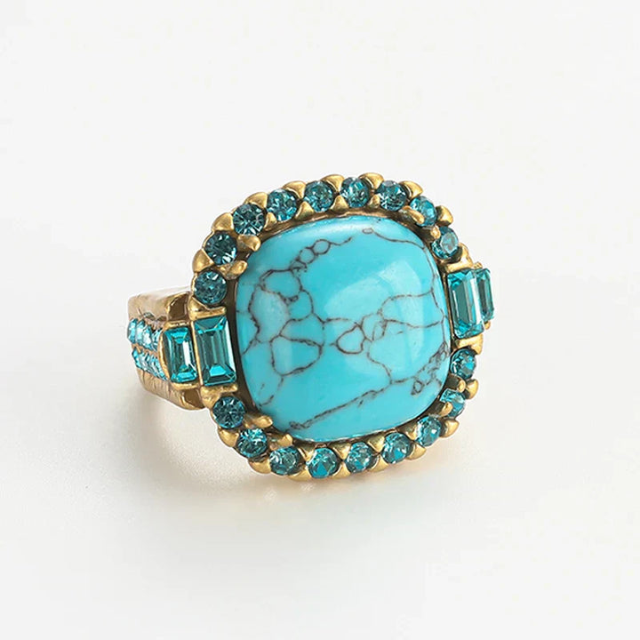 Vintage Art Deco Ring in Gold & Turquoise
