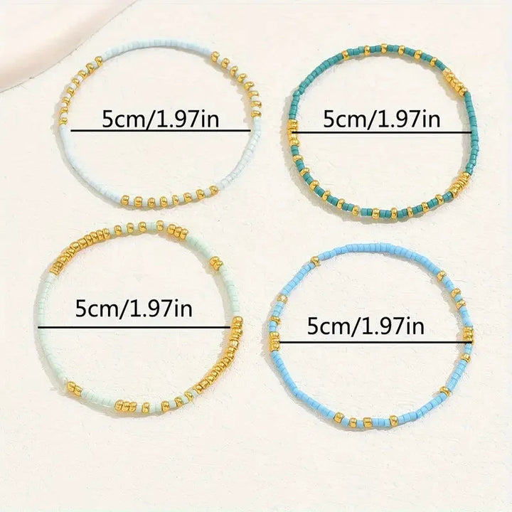 Chic Bohemian Bracelet Set with Turquoise Beads