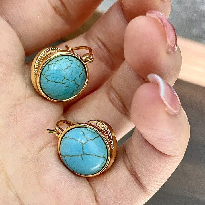Vintage Geometric Turquoise Earrings