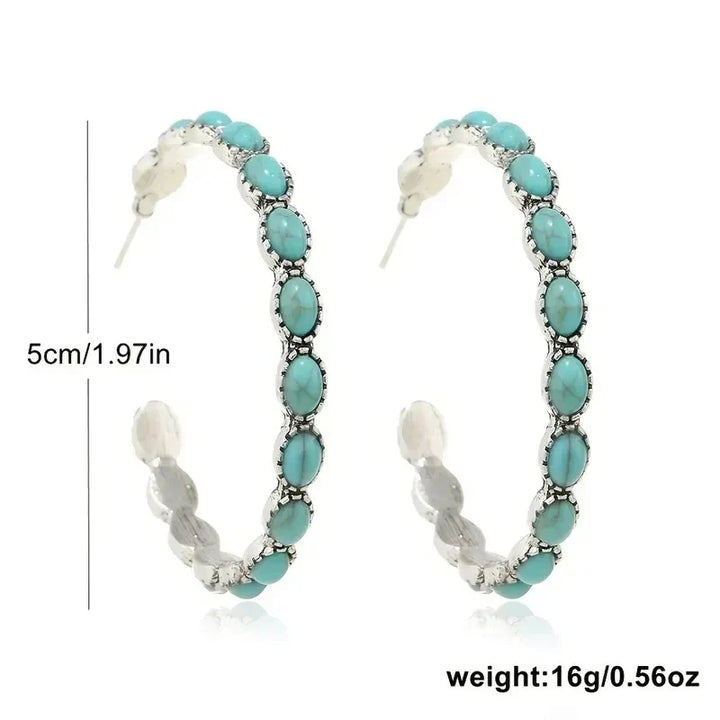 Vintage Bohemian Circle Earrings Turquoise