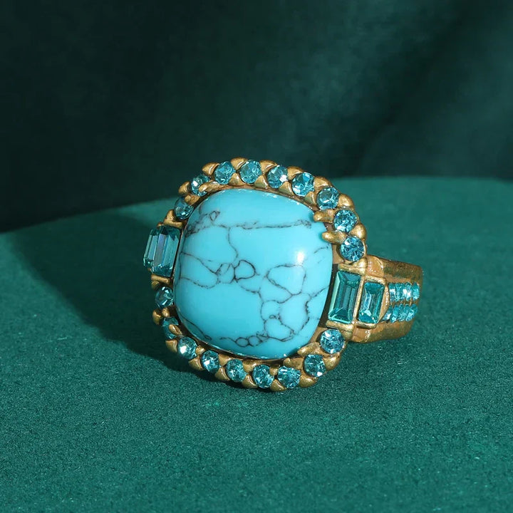 Vintage Art Deco Ring in Gold & Turquoise