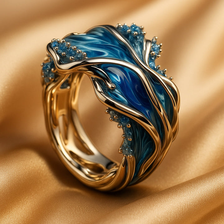 Vintaje Golden Ocean Wavy Ring