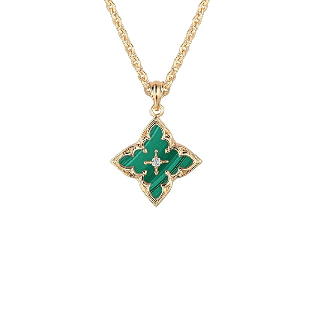 Emarald Clover Pendant Necklace | Gold