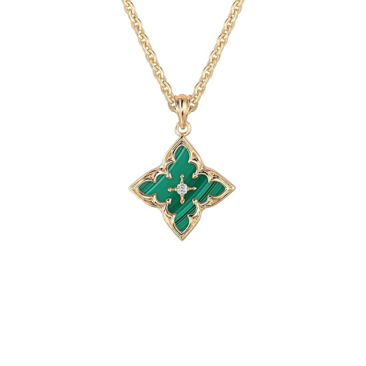 Emarald Clover Pendant Necklace | Gold