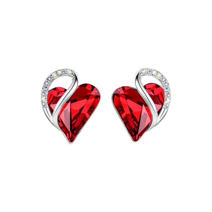 Infiniti Heart Ruby Earrings | White Gold