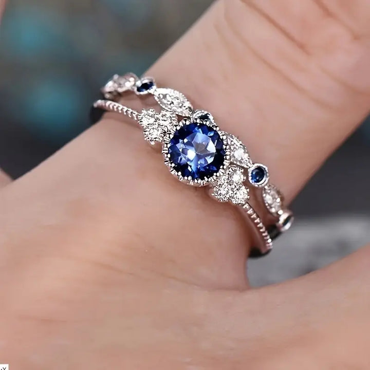 Sapphriell Crown Ring Set | White Gold