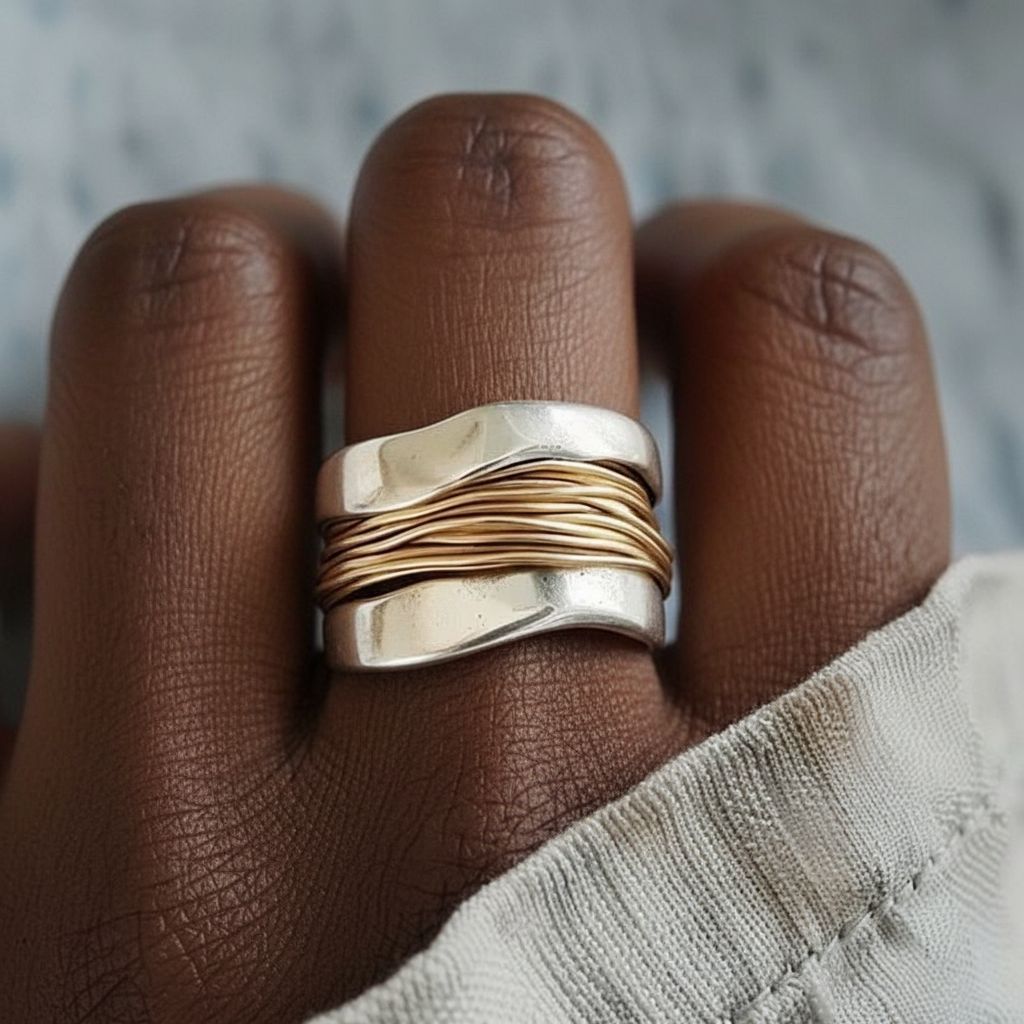 Ring made of gold-plated silver wire