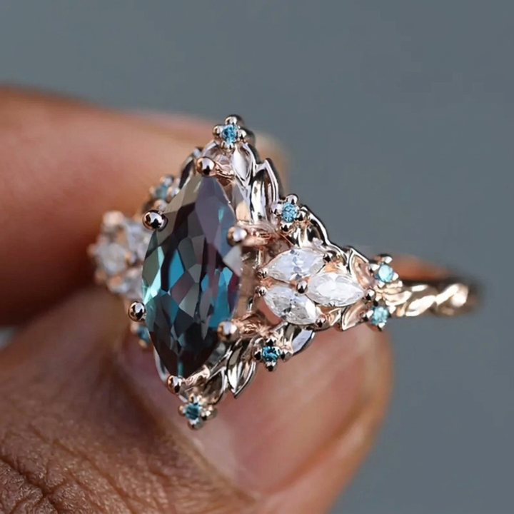 Blue Crystalline Exotic Ring