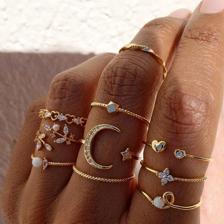 10 Pack of Bohemian Silver and Gold Plated Rings