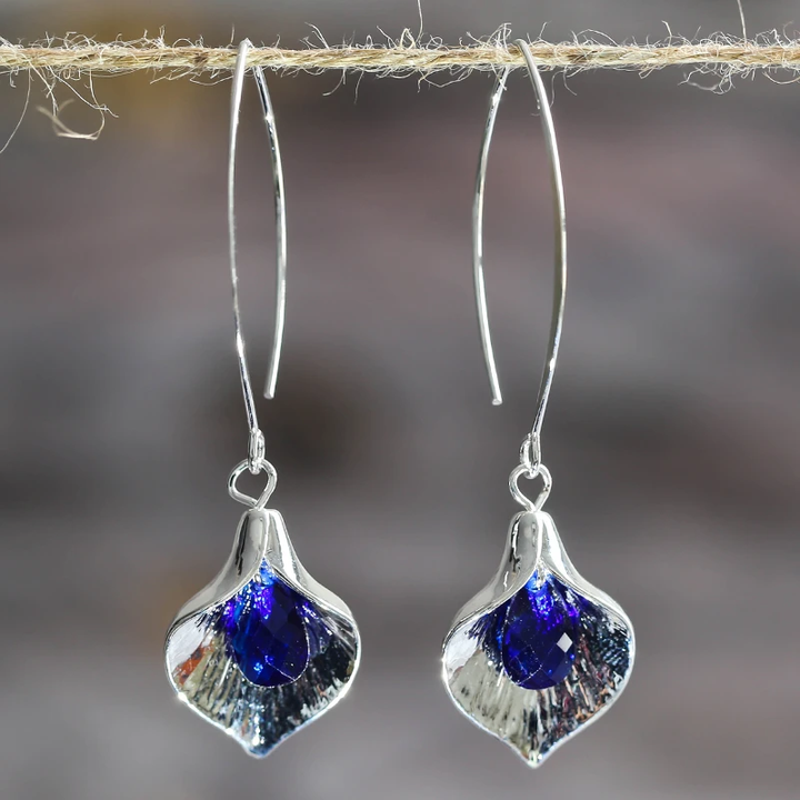 Bluee Stone Earrings in Silver