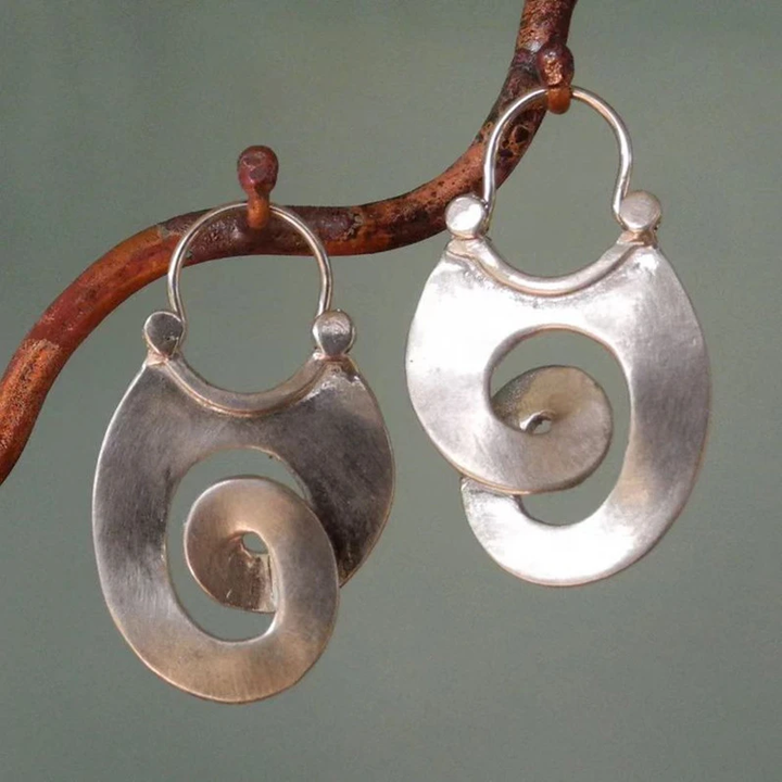 Vintaje Irregular Form Silver Earrings
