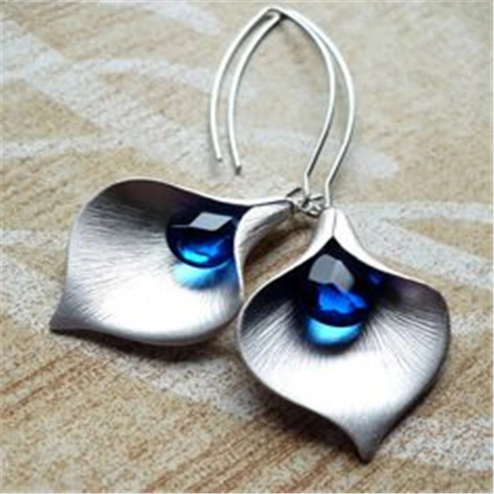 Bluee Stone Earrings in Silver