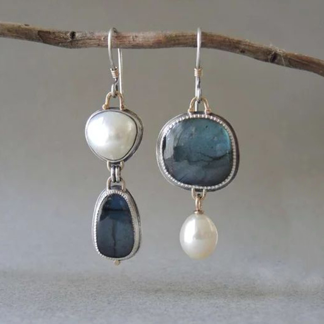 Vintaje Natural Blue Stone Earrings