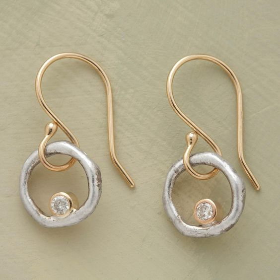 Elegant Zirconia Earrings in Vintage Gold and Silver