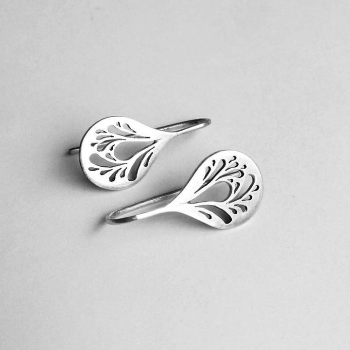 Vintaje Hollow Silver Drop Earrings