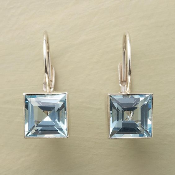 Vintaje Blue Cubic Glass Earrings