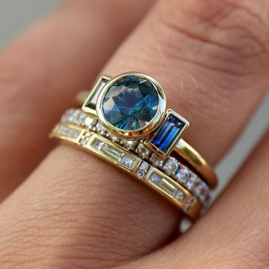 Vintaje Blue Elegant Ring Set