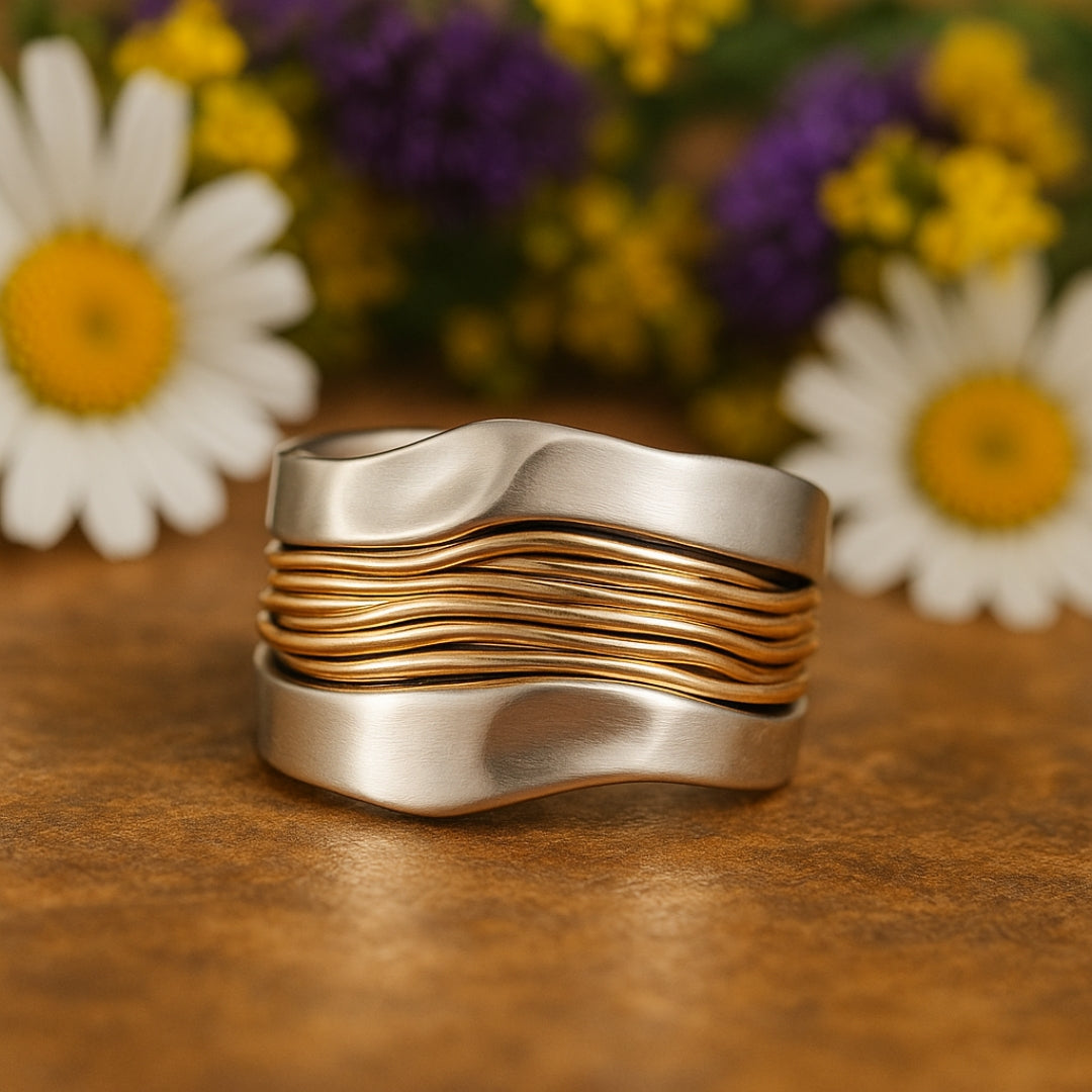 Golden Silver Threads Ring