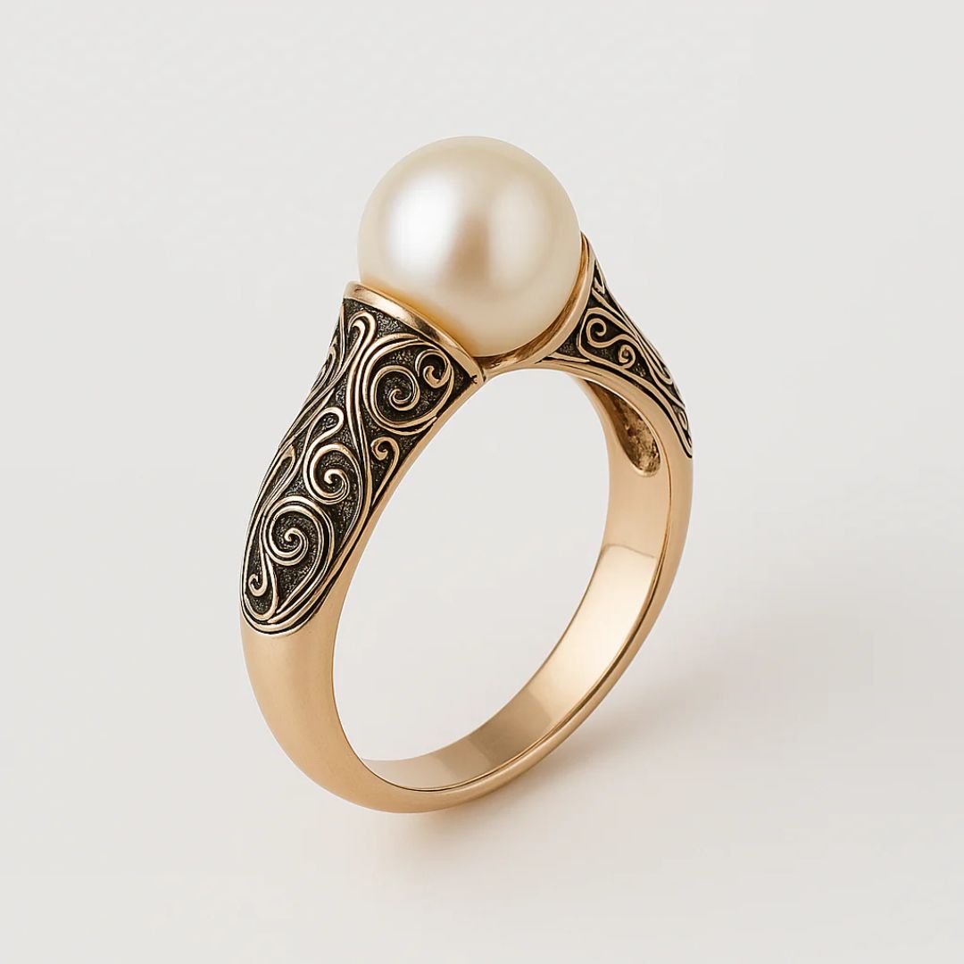 Golden Vintage Pearl Ring