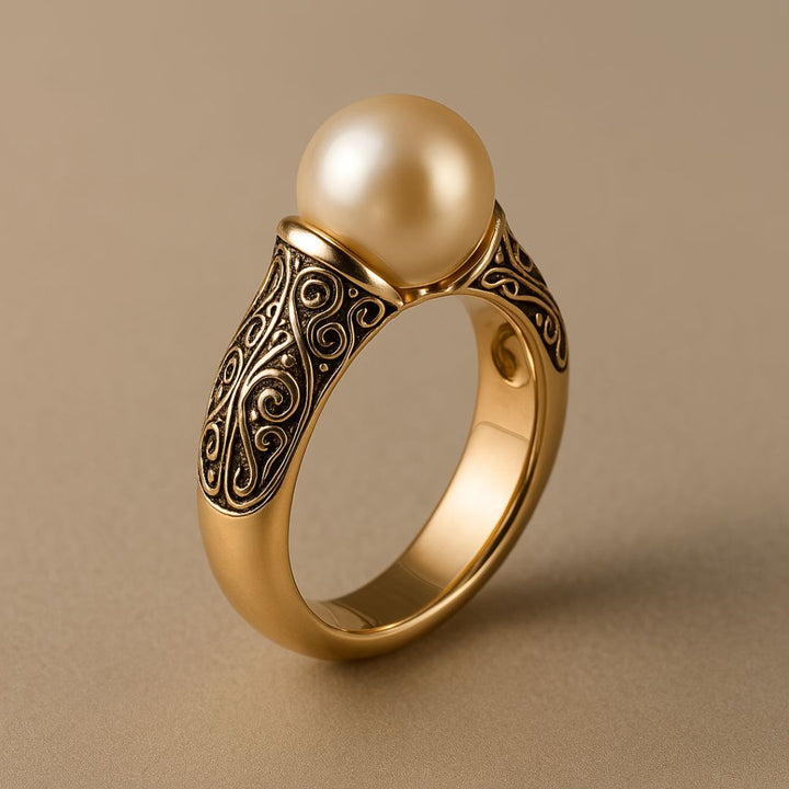 Golden Vintage Pearl Ring