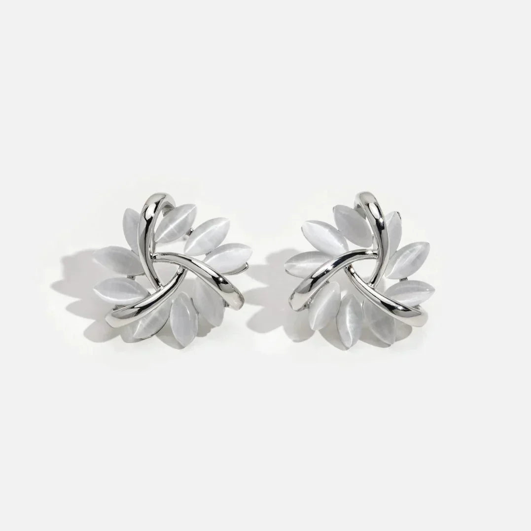 Hoop Earrings with Opal Flowers