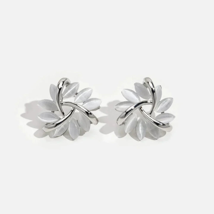 Hoop Earrings with Opal Flowers