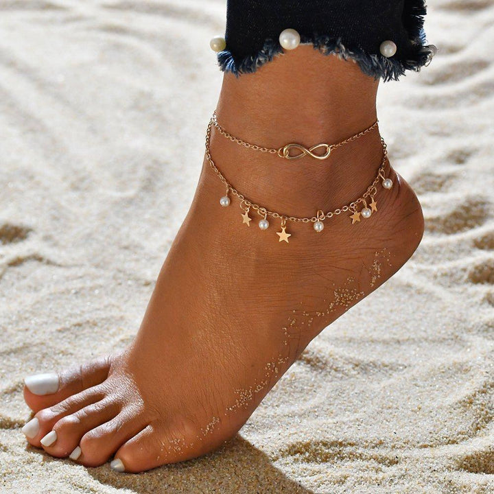 Starry Pearl Infinity Anklet Bracelet