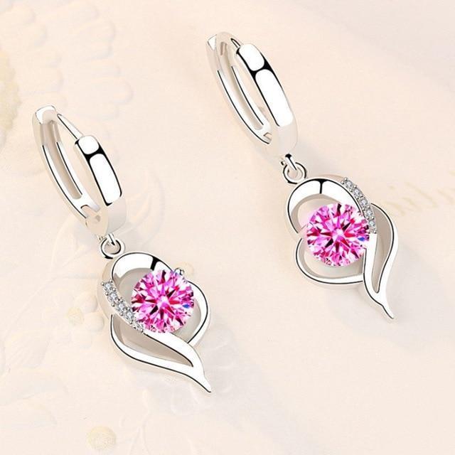 Modified title: 926 Sterling Silver and Zirconia Inlaid Floral Earrings