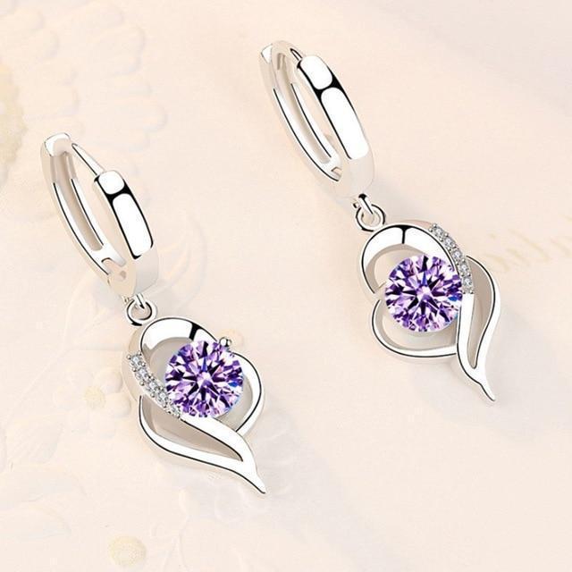 Floral Earrings with Inlaid Zirconia in 925 Sterling Silver