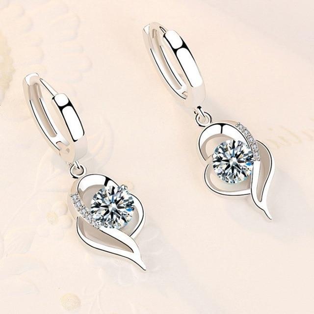 Modified title: 926 Sterling Silver and Zirconia Inlaid Floral Earrings