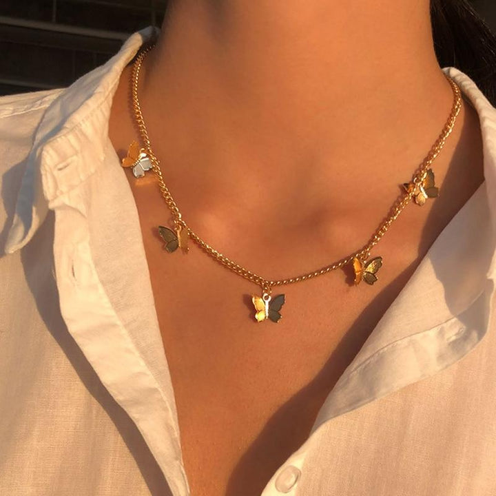 Siver and Gold Plated Butterfly Necklace